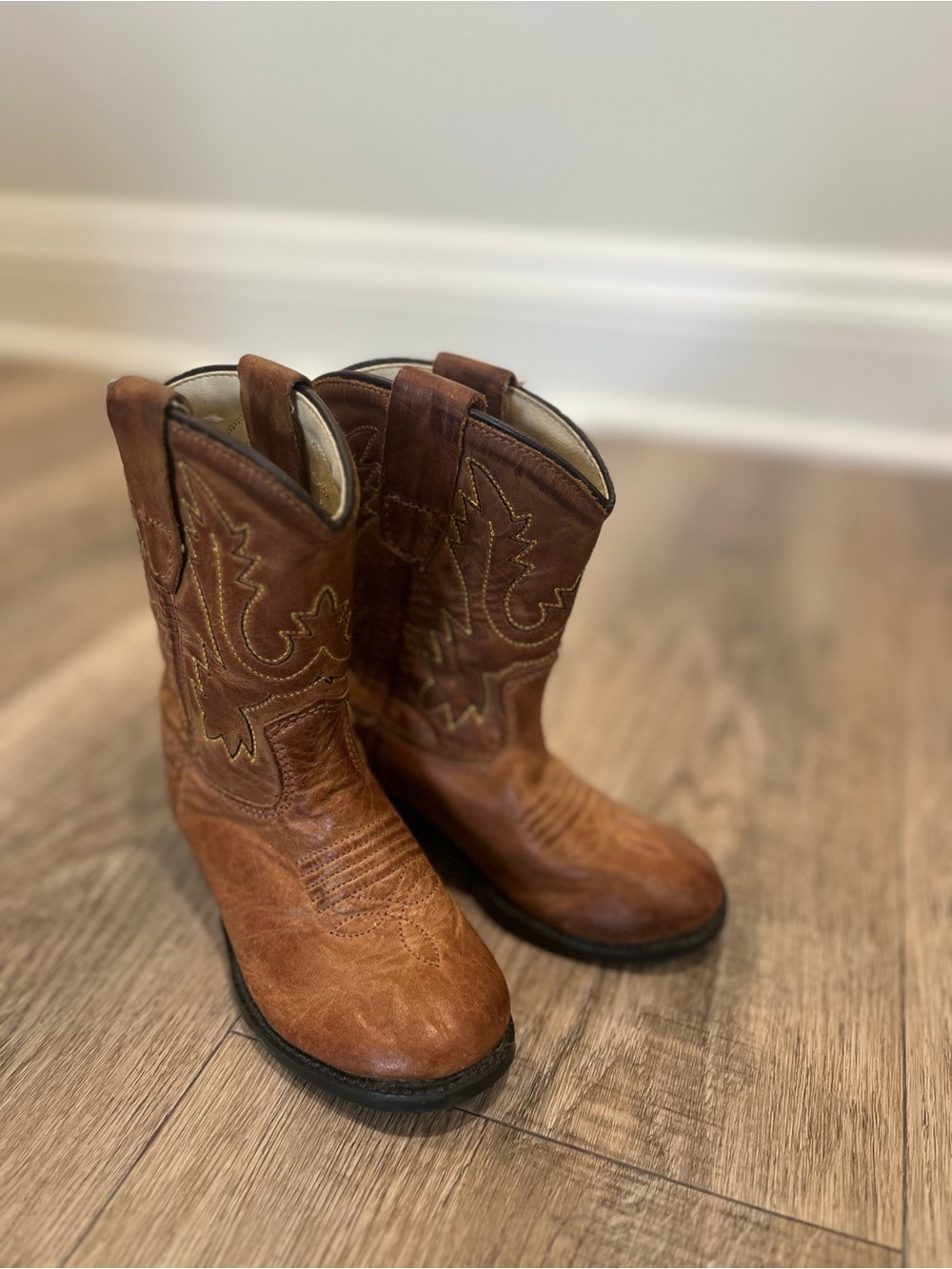Old West Brown Kids Cowboy Boots- age 2 and smaller